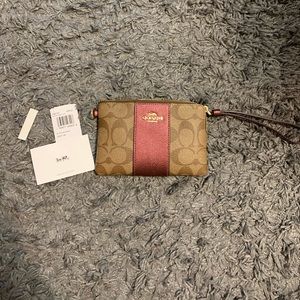 Authentic Coach Wristlet Wine/Brown NWT